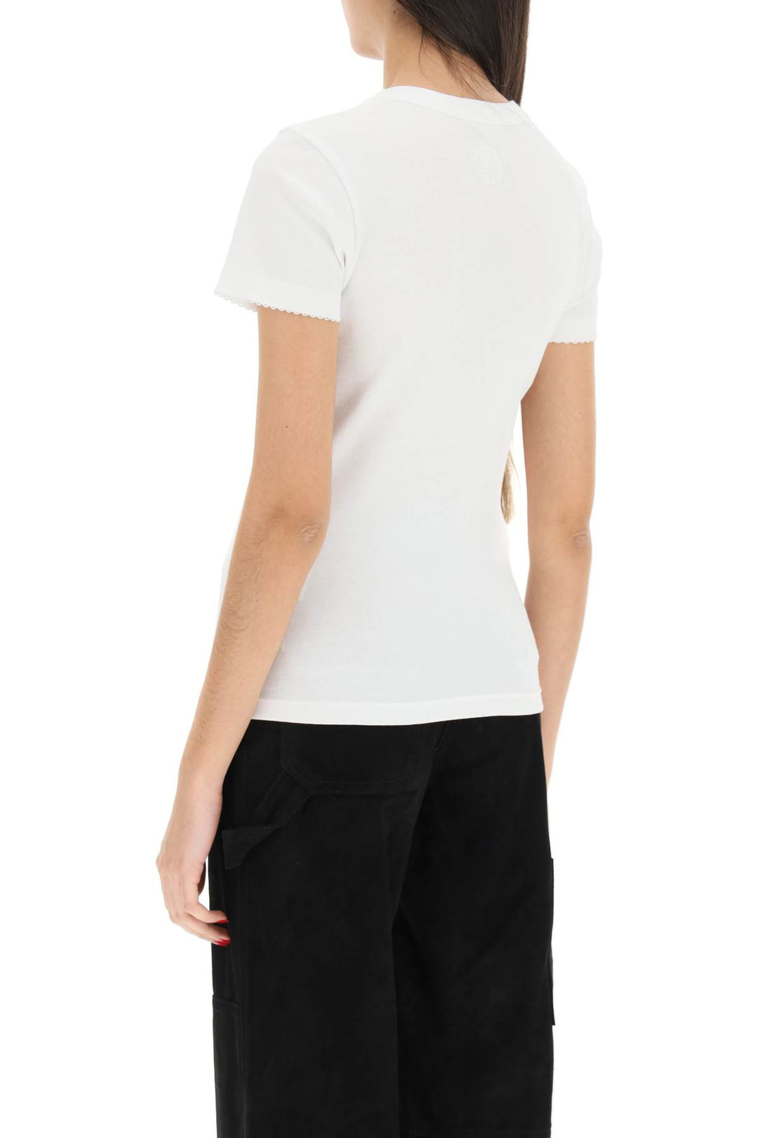 'Uma' Organic Cotton T Shirt With Embroidered Trims - Saks Potts - Women