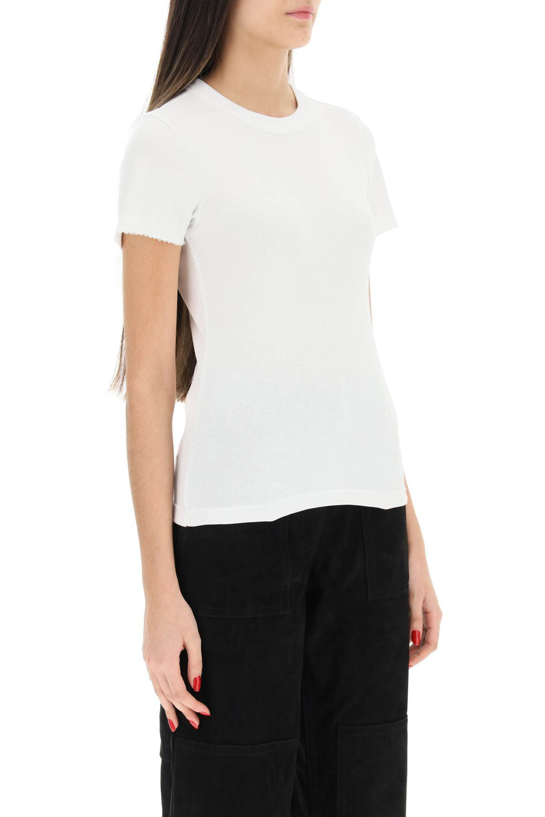 'Uma' Organic Cotton T Shirt With Embroidered Trims - Saks Potts - Women