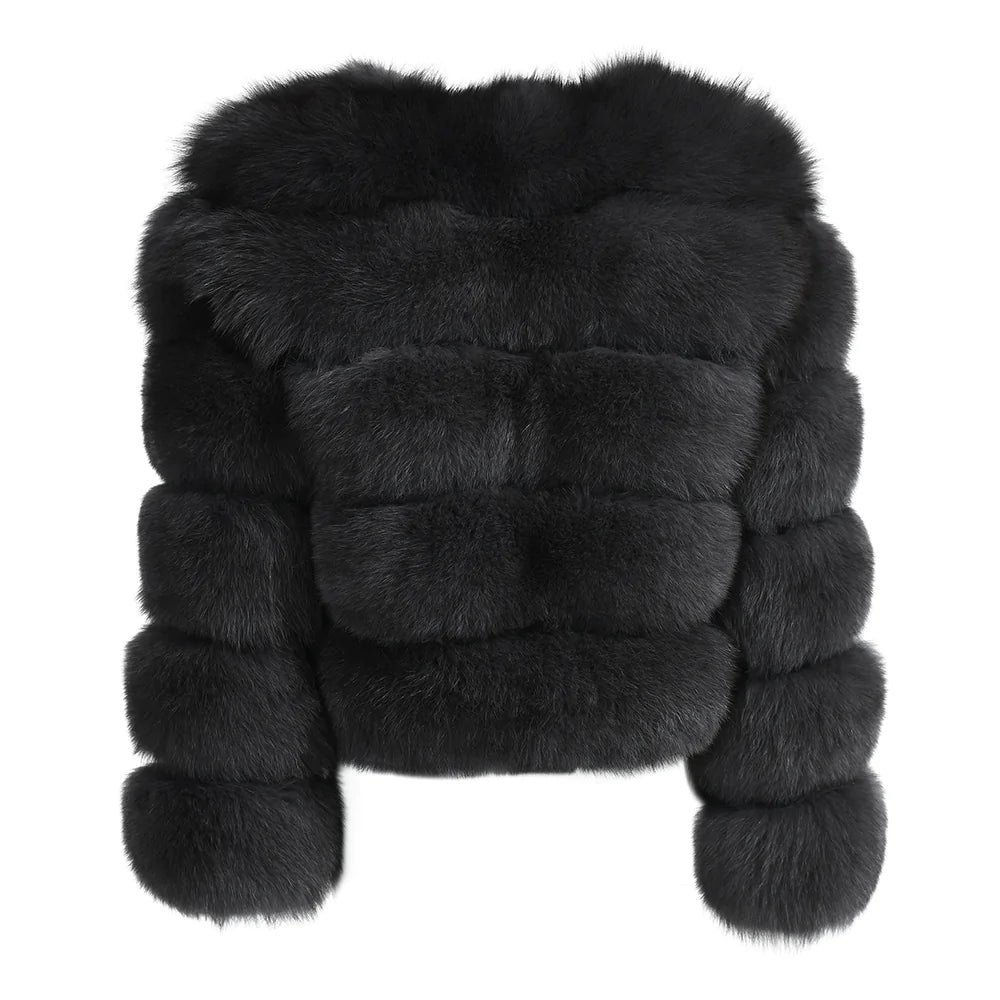 Rouge Dark Grey Fox Fur Jacket