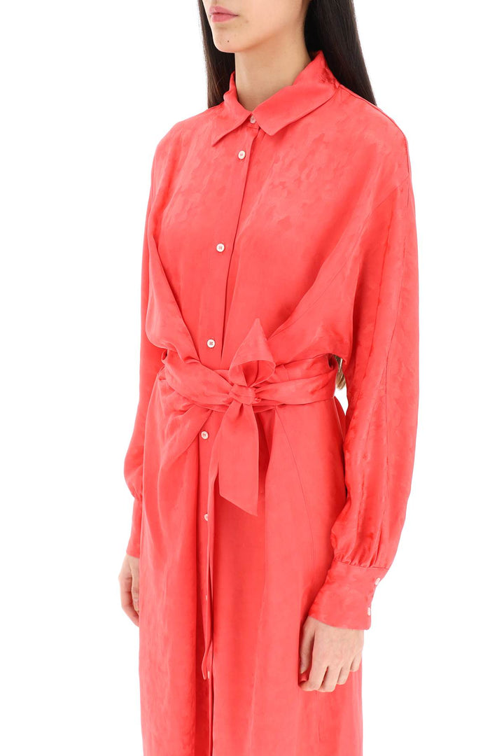 Jacquard Satin Shirt Dress - MSGM - Women