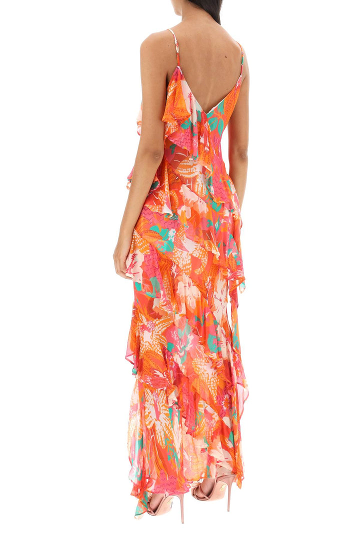 Maxi Frilled Dress With Tropical Motif - MSGM - Women