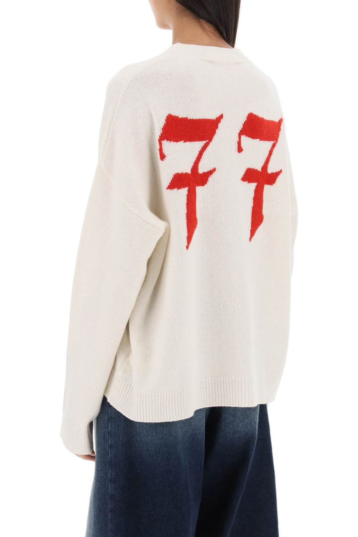 Crew Neck Sweater With Gothic Logo - MSGM - Women