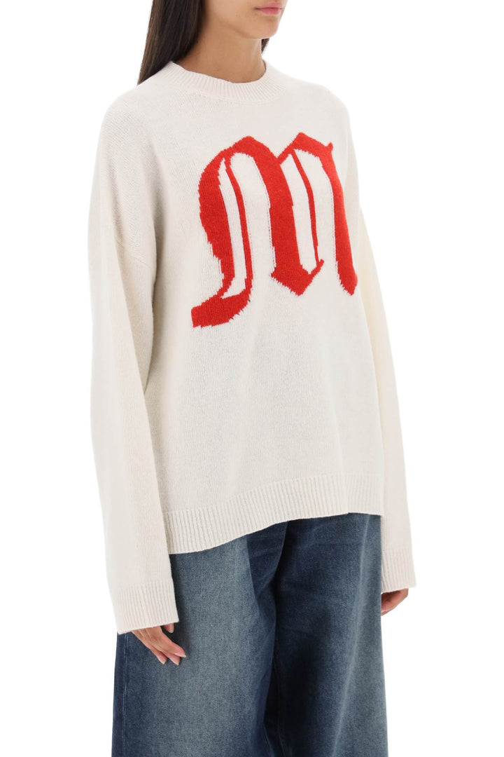 Crew Neck Sweater With Gothic Logo - MSGM - Women