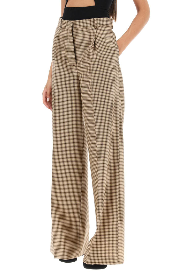 Wide Leg Pants With Check Motif - MSGM - Women