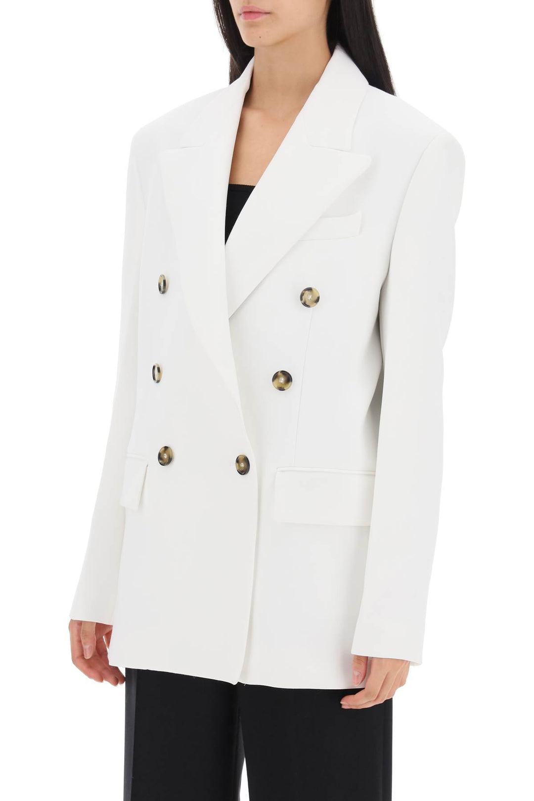 Double Breasted Jacket In Crepe Cady - MSGM - Women