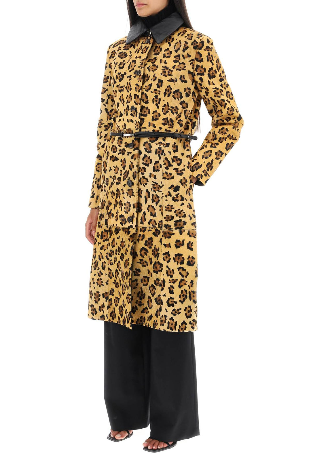 'Ginger' Leopard Motif Ponyskin Coat - Saks Potts - Women