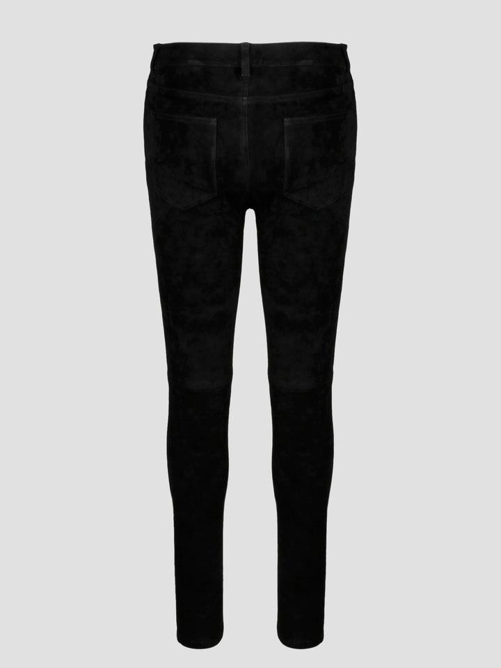 Suede slim trousers