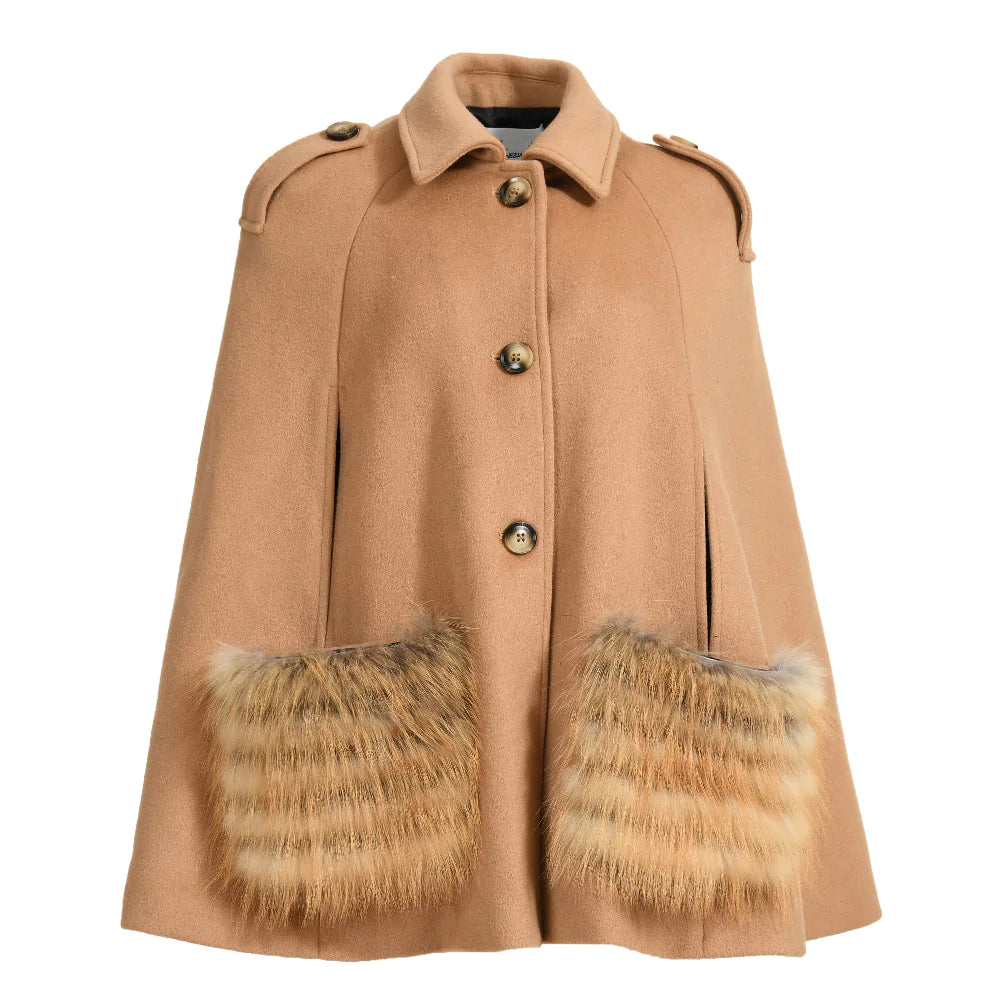 Blair Poncho Jacket in Camel Cashmere Blend