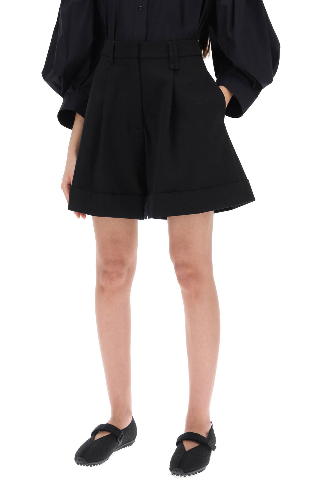 Flared Shorts With Cuffed Hem - Simone Rocha - Women