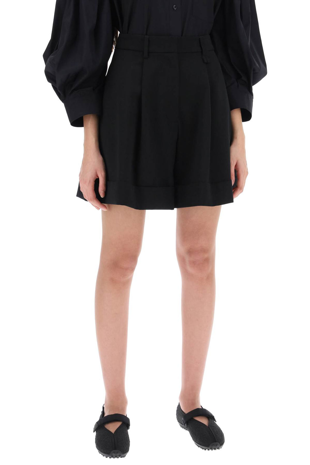 Flared Shorts With Cuffed Hem - Simone Rocha - Women