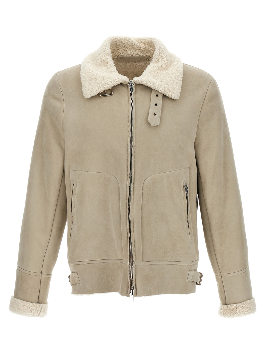 Suede Sheepskin Casual Jackets, Parka Beige