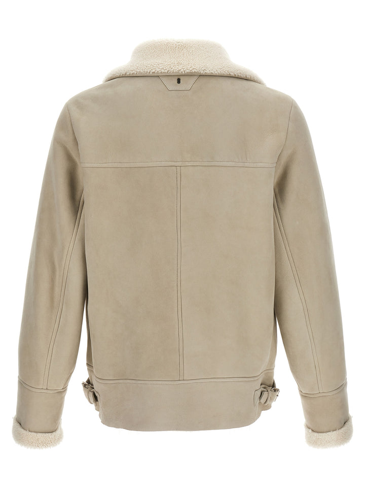 Suede Sheepskin Casual Jackets, Parka Beige