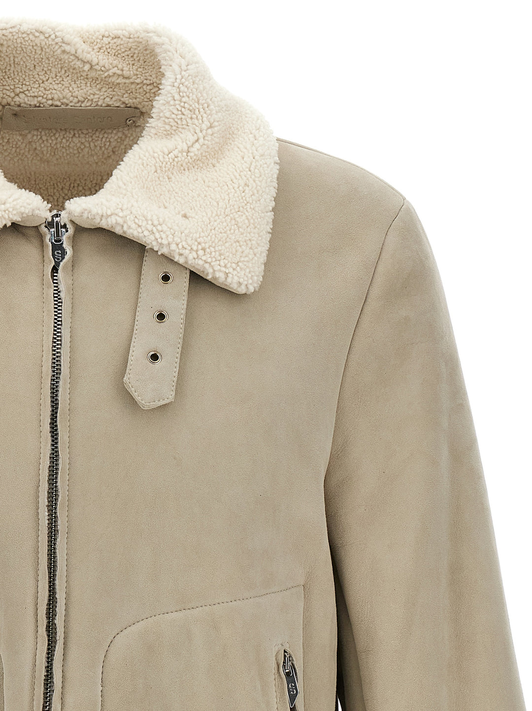 Suede Sheepskin Casual Jackets, Parka Beige