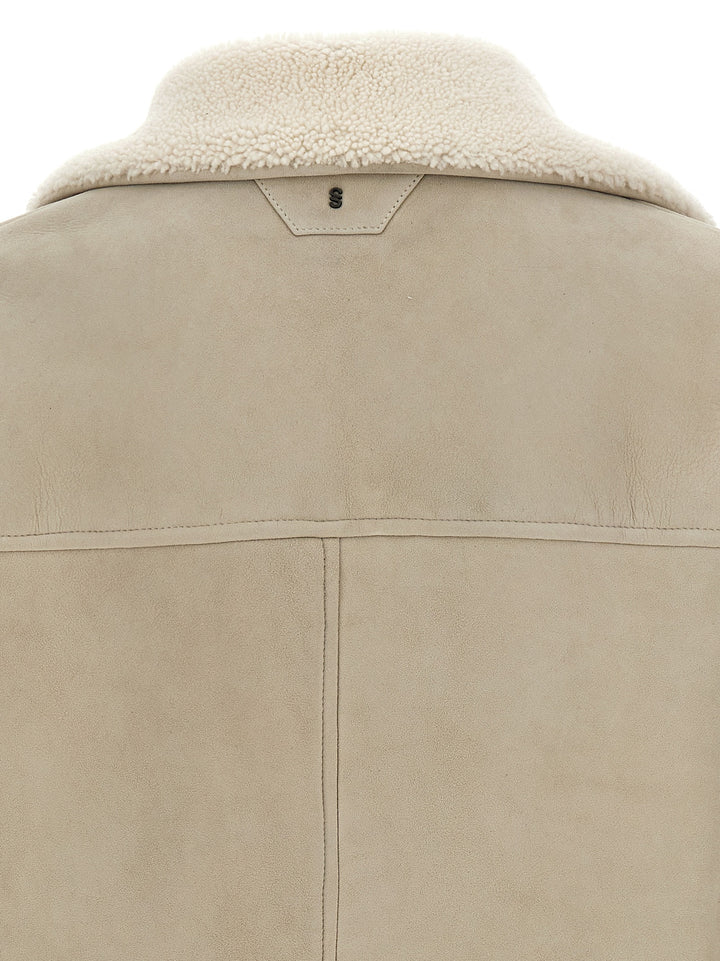 Suede Sheepskin Casual Jackets, Parka Beige