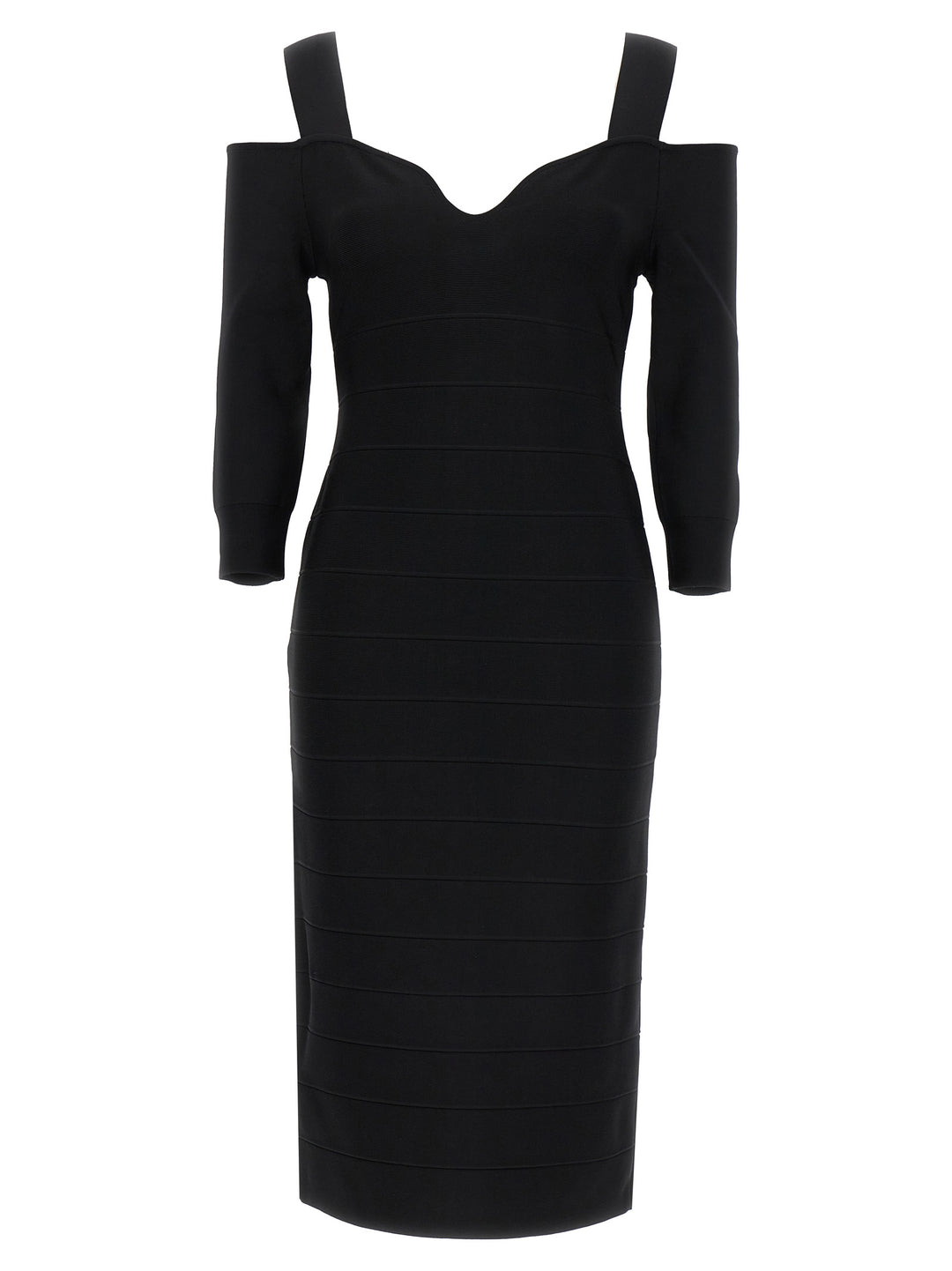 Icon Notched Bateau Midi Dresses Black