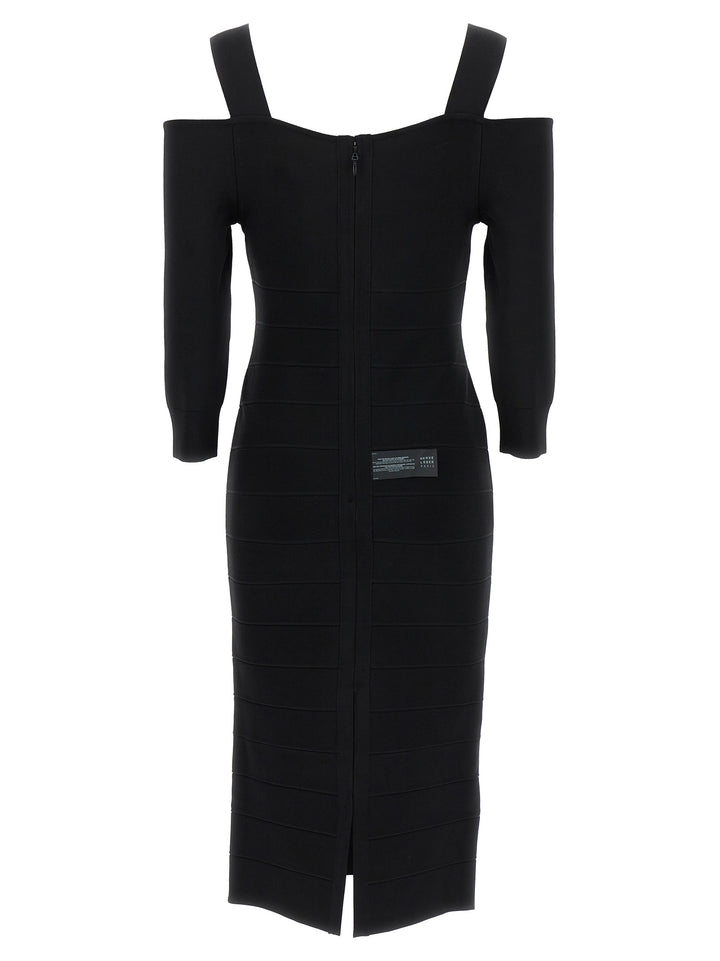 Icon Notched Bateau Midi Dresses Black