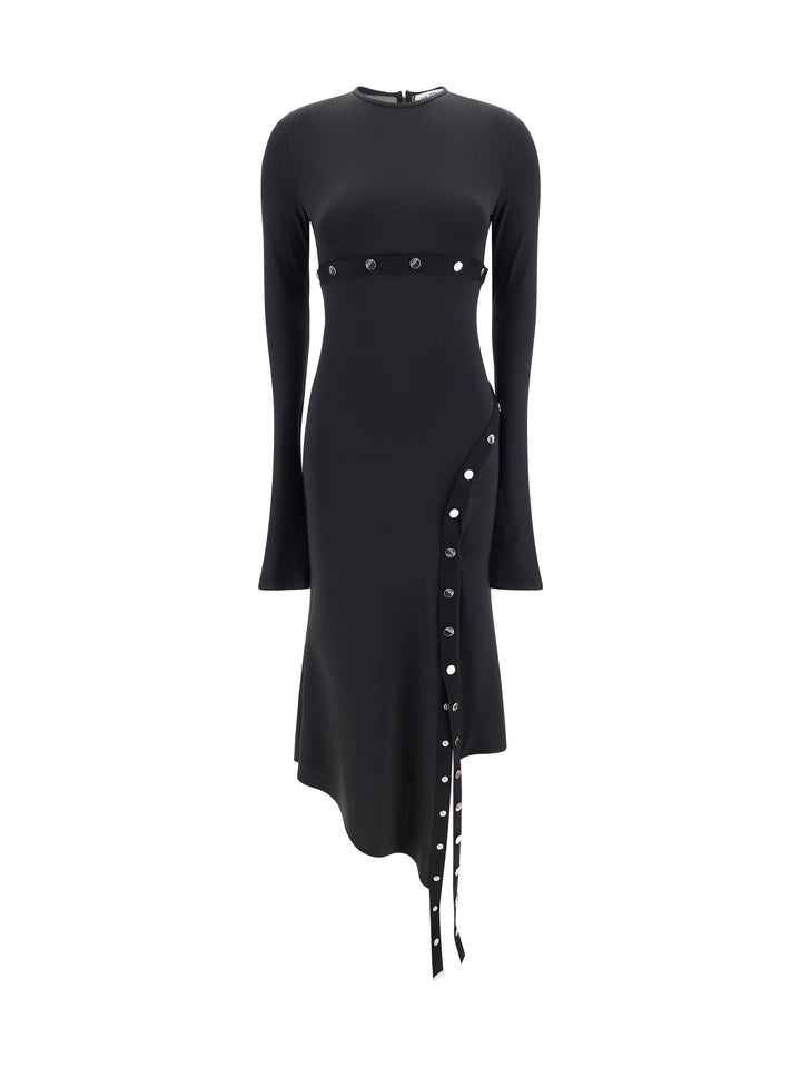 Asymmetric midi dress with detachable panels