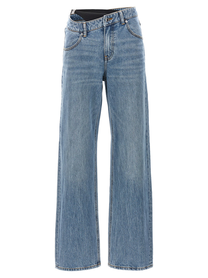 Asymmetrical Waistband With Bikini Jeans Blue