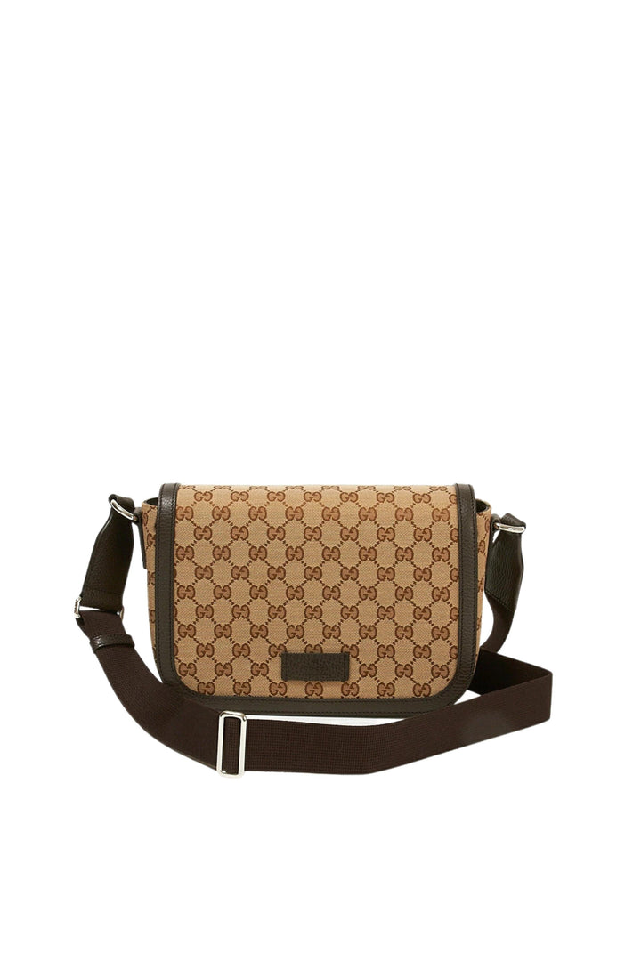 Shoulder Bag in Brown GG Fabric and Leather