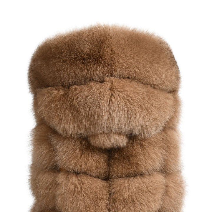 Poppy Camel Vest in Fox Fur