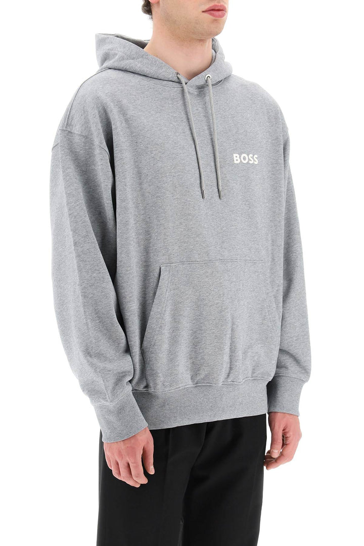 Rubberized Logo Detail Hoodie - Boss - Men