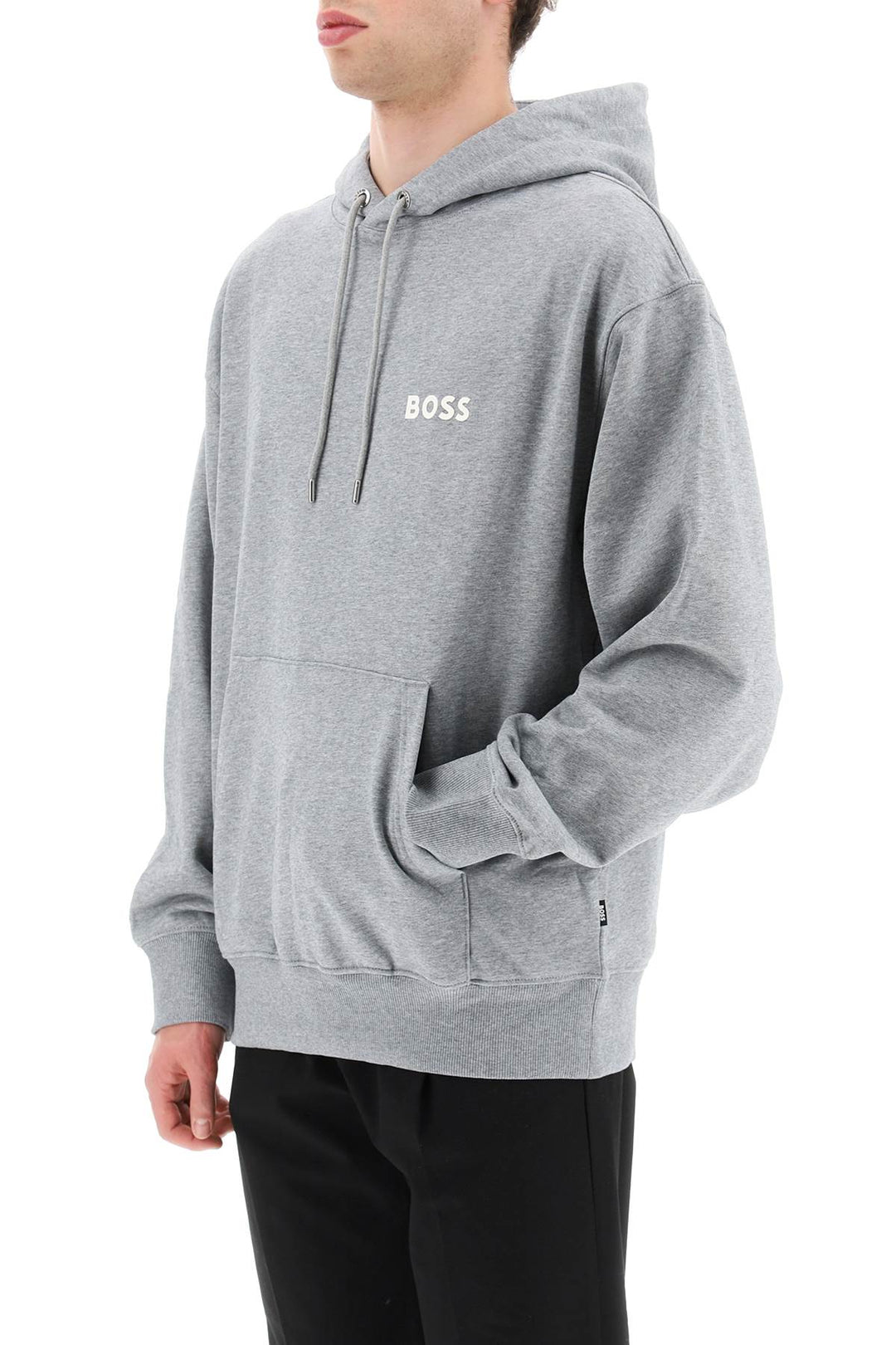 Rubberized Logo Detail Hoodie - Boss - Men