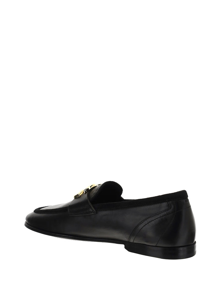 Leather loafer with logo detail