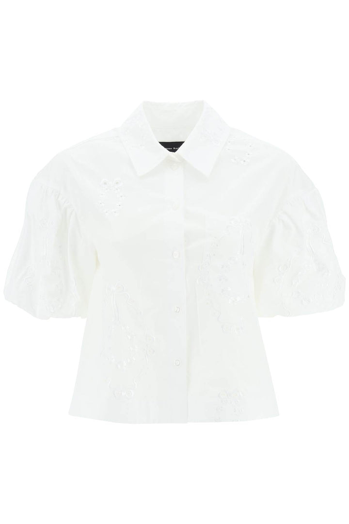 Cropped Shirt With Embrodered Trim - Simone Rocha - Women