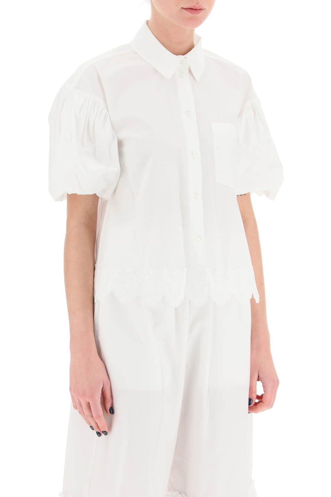 Cropped Shirt With Embrodered Trim - Simone Rocha - Women