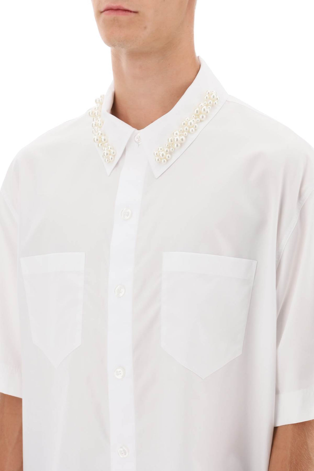 Oversize Shirt With Pearls - Simone Rocha - Men