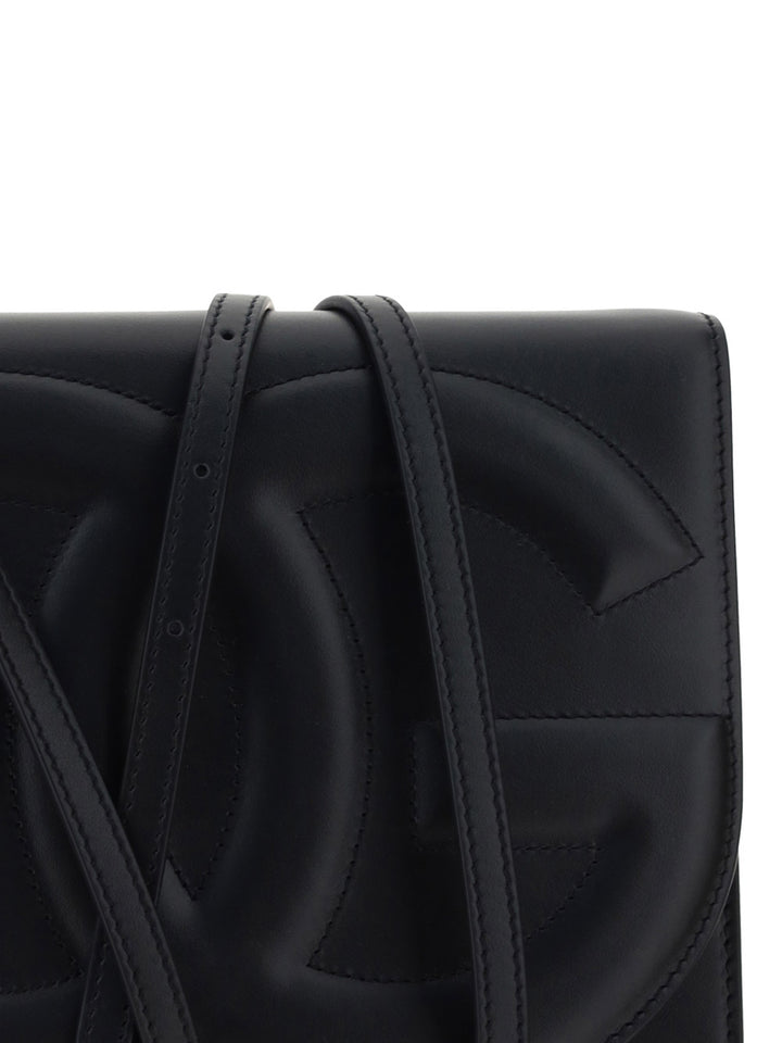 Leather shoulder bag with maxi frontal Logo