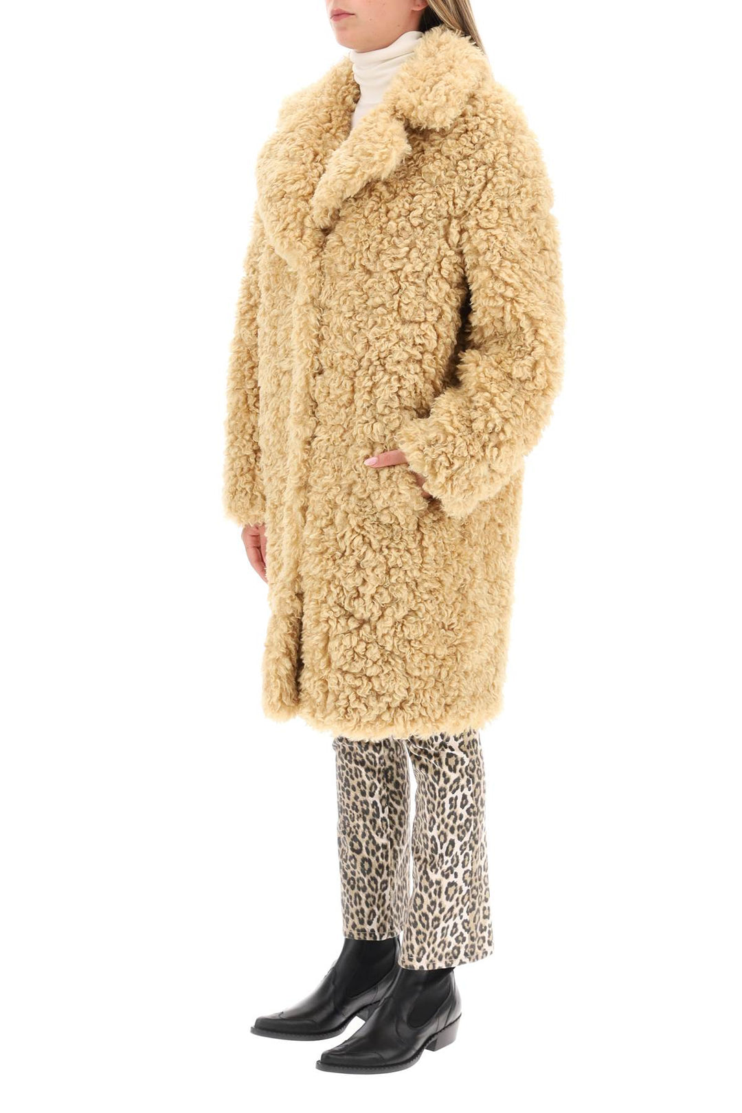 'Camille' Faux Fur Cocoon Coat - Stand Studio - Women