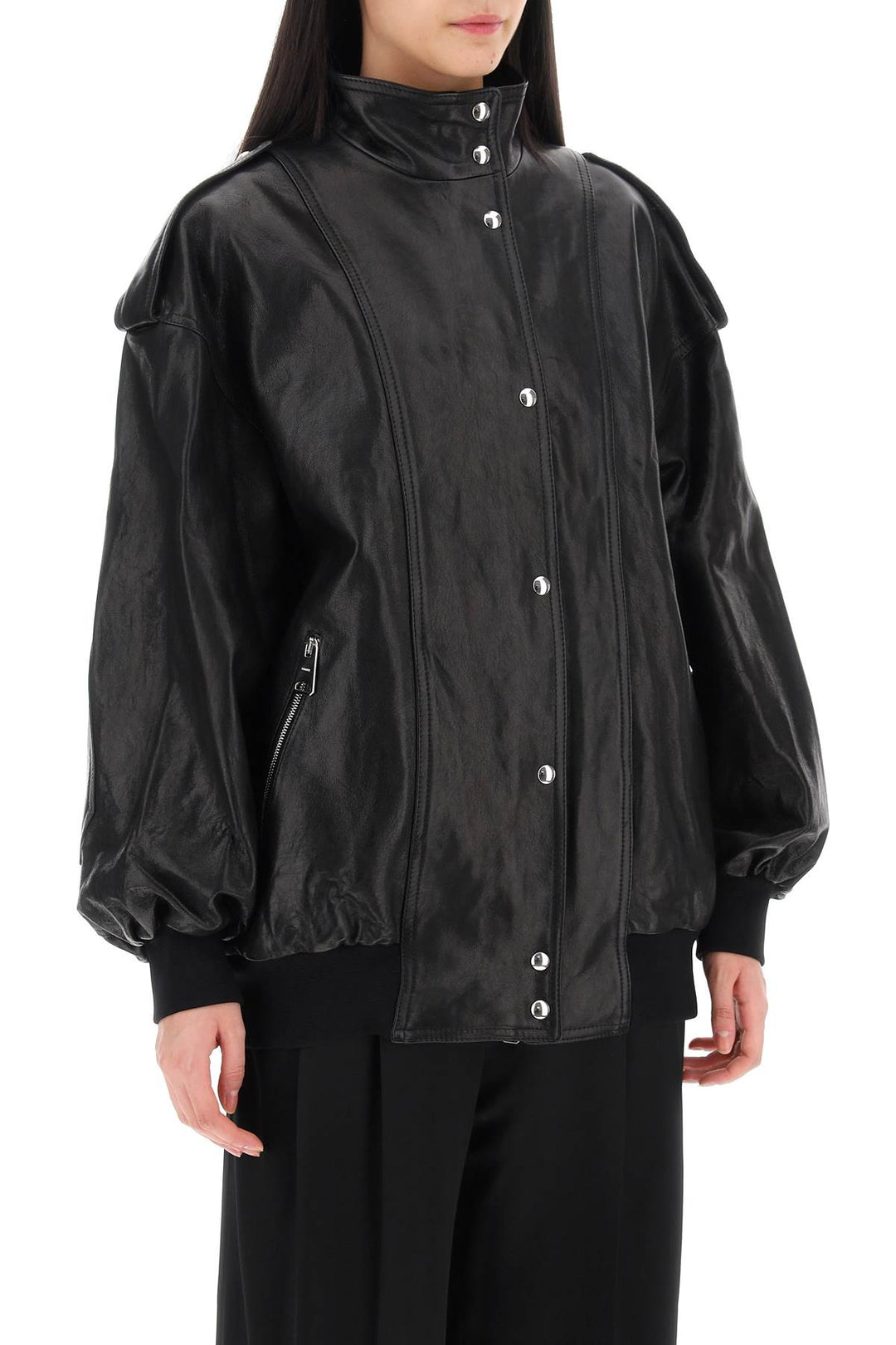 Farris Oversized Leather Blouson Jacket - Khaite - Women