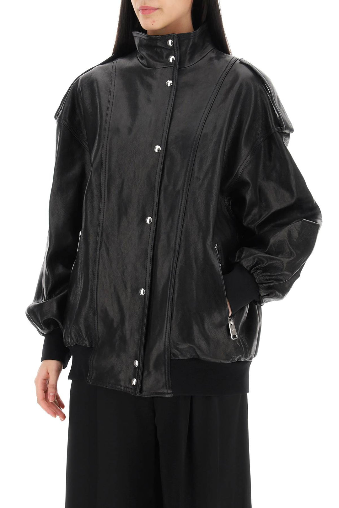 Farris Oversized Leather Blouson Jacket - Khaite - Women