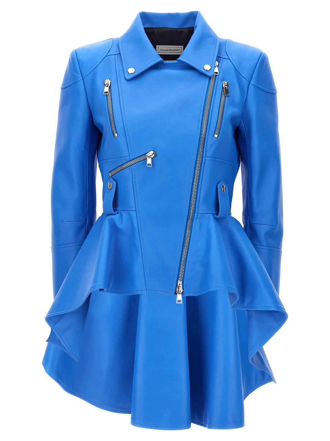 Peplum Biker Jacket Casual Jackets, Parka Light Blue