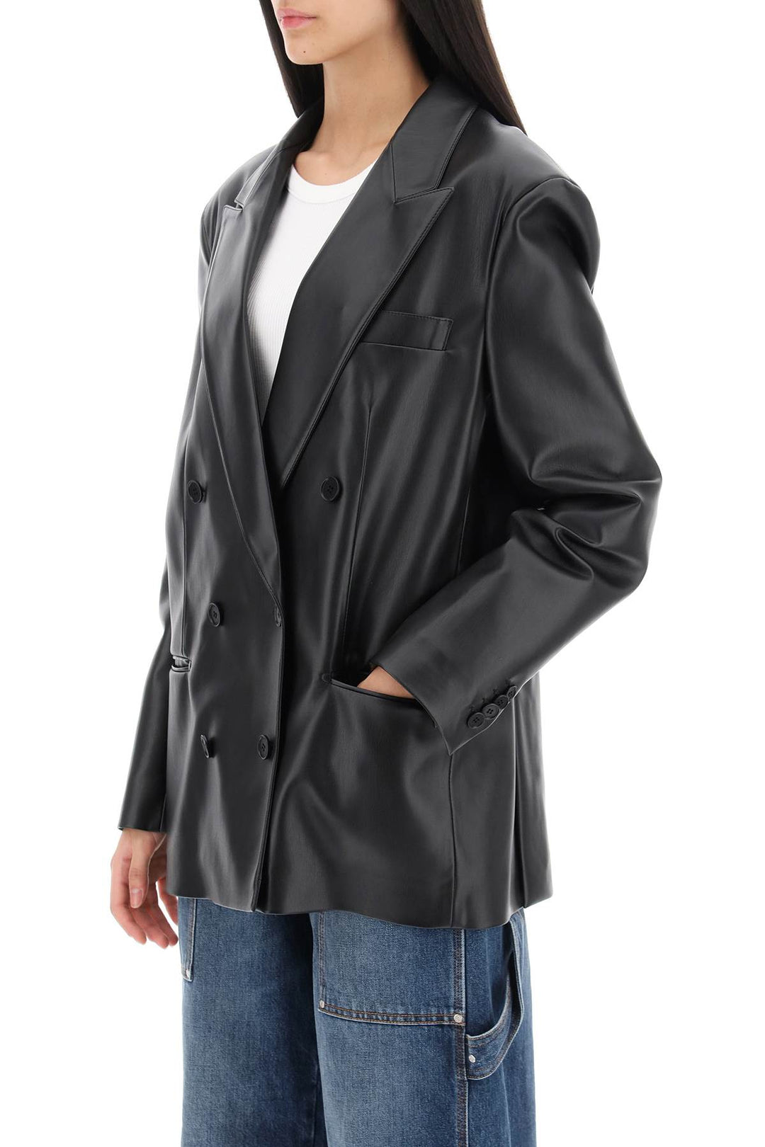 Oversized Double Breasted Jacket In Vegan Leather - Stella Mc Cartney - Women