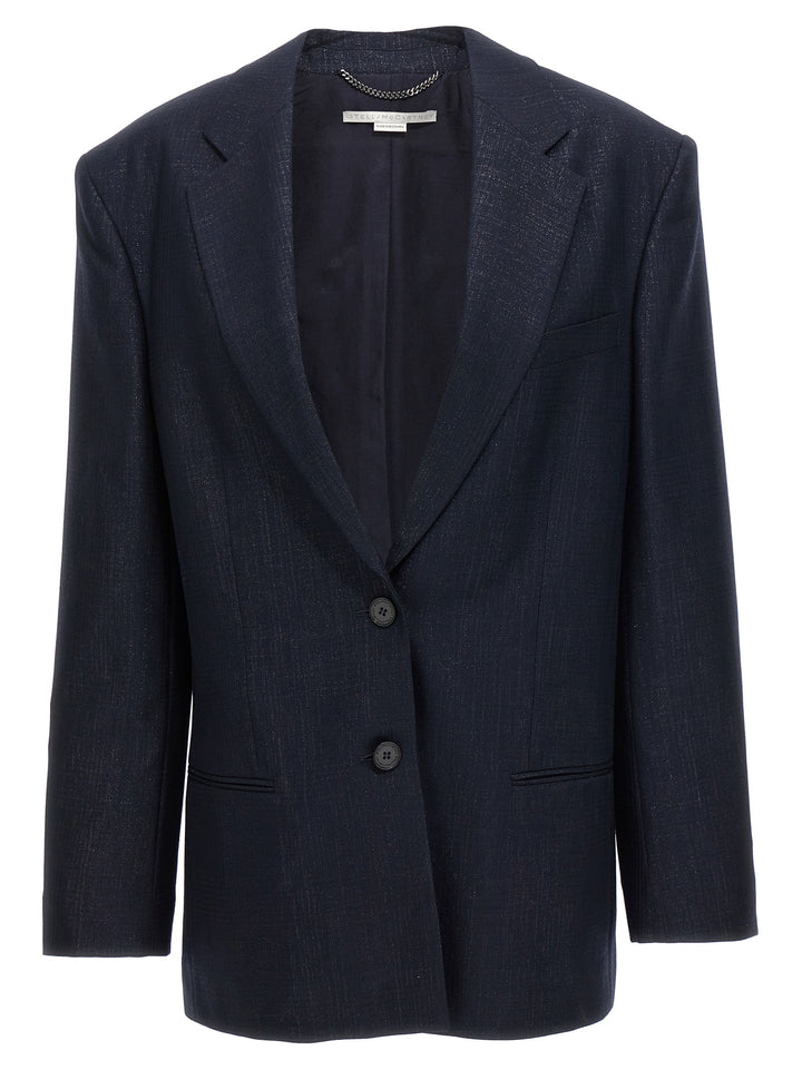 Lurex Single-Breasted Blazer Jackets Blue