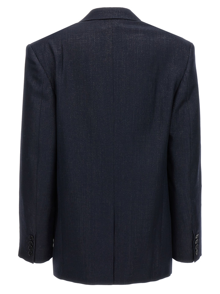 Lurex Single-Breasted Blazer Jackets Blue