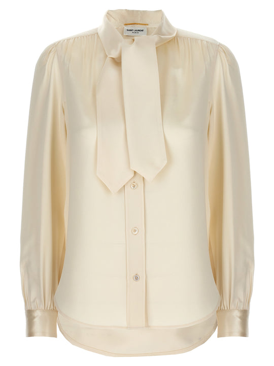 Lavalliere Silk Shirt Shirt And Blouse White