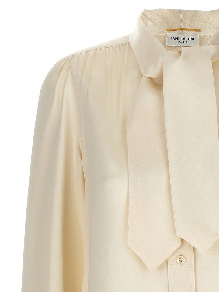 Saint Laurent Lavalliere Silk Shirt Shirt and Blouse - White | 2f8c71f582ec2e0e341e703023a82509ae67c20b