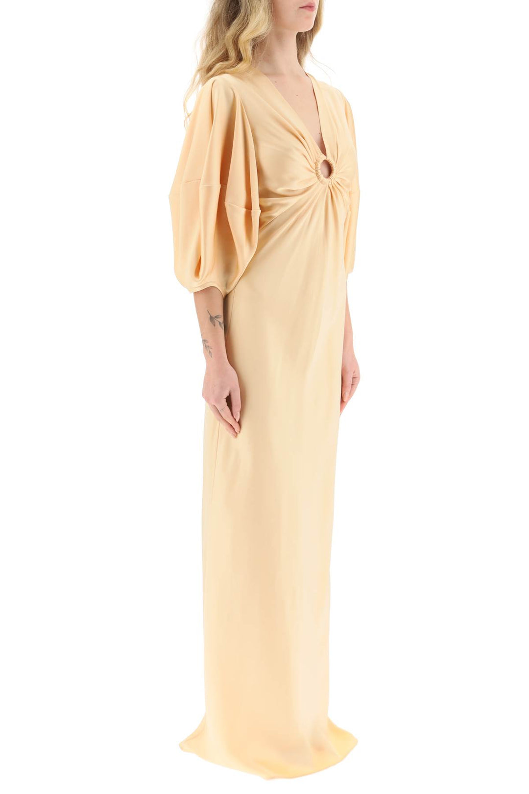 Satin Maxi Dress With Cut Out Ring Detail - Stella Mc Cartney - Women