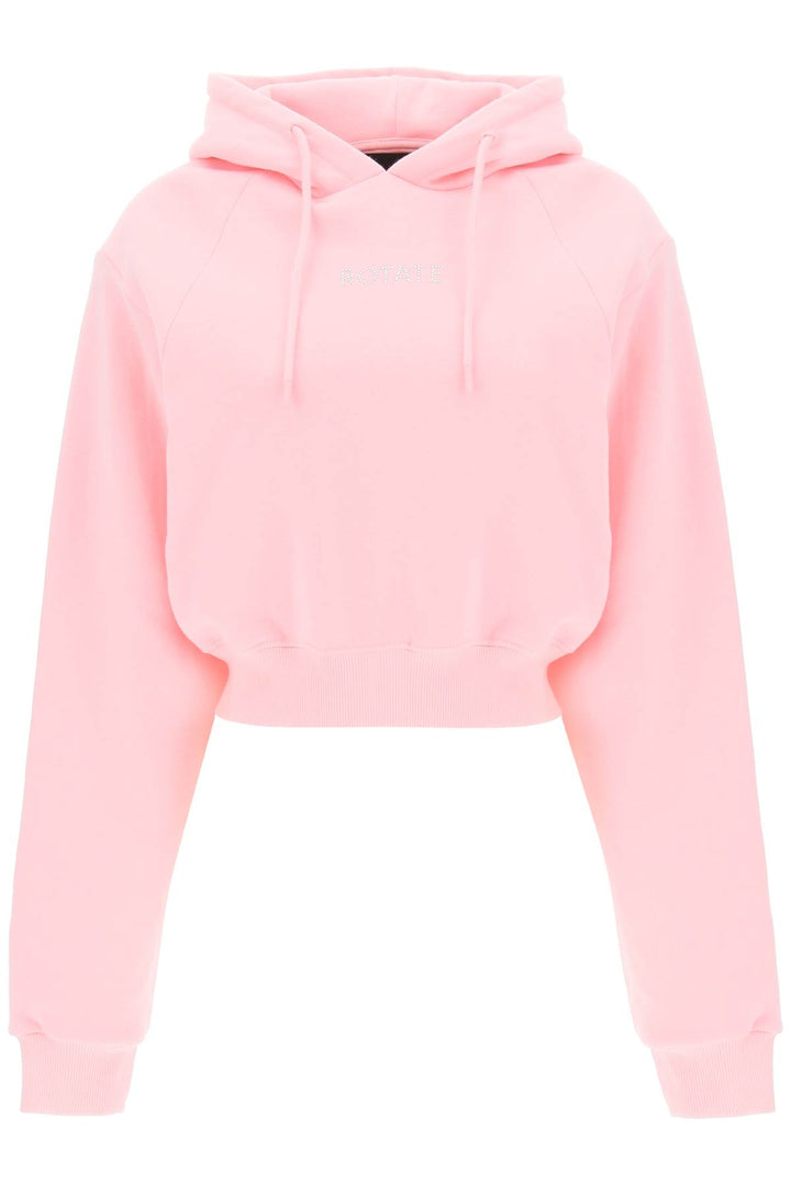 Cropped Hoodie With Rhinestone Studded Logo - Rotate - Women