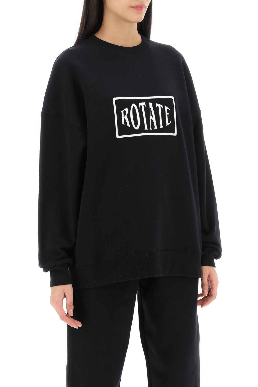 Crew Neck Sweatshirt With Logo Embroidery - Rotate - Women