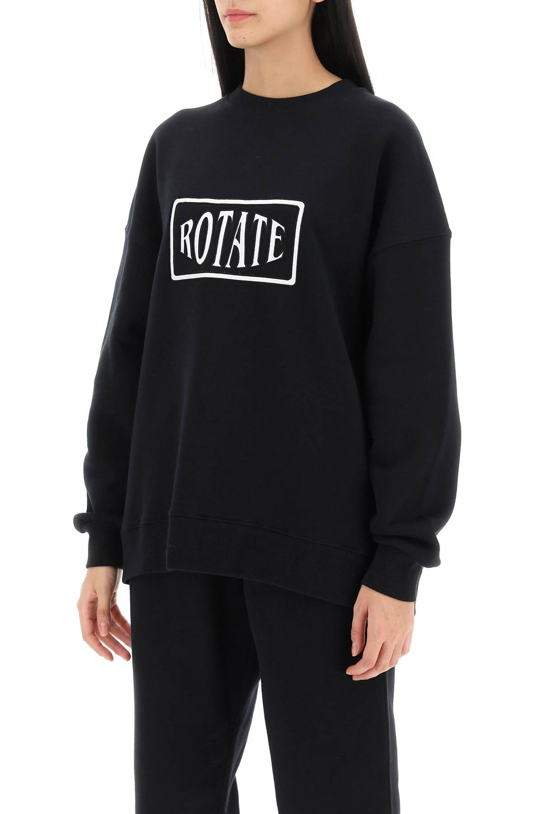 Crew Neck Sweatshirt With Logo Embroidery - Rotate - Women