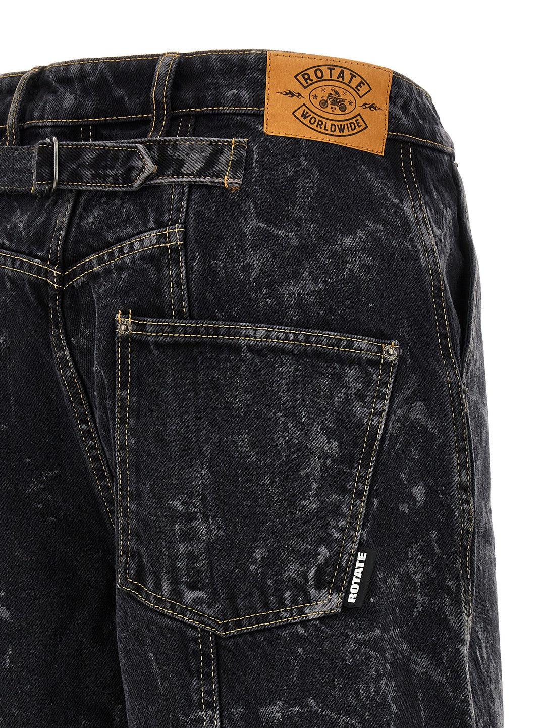 Washed Twill Wide Jeans Black