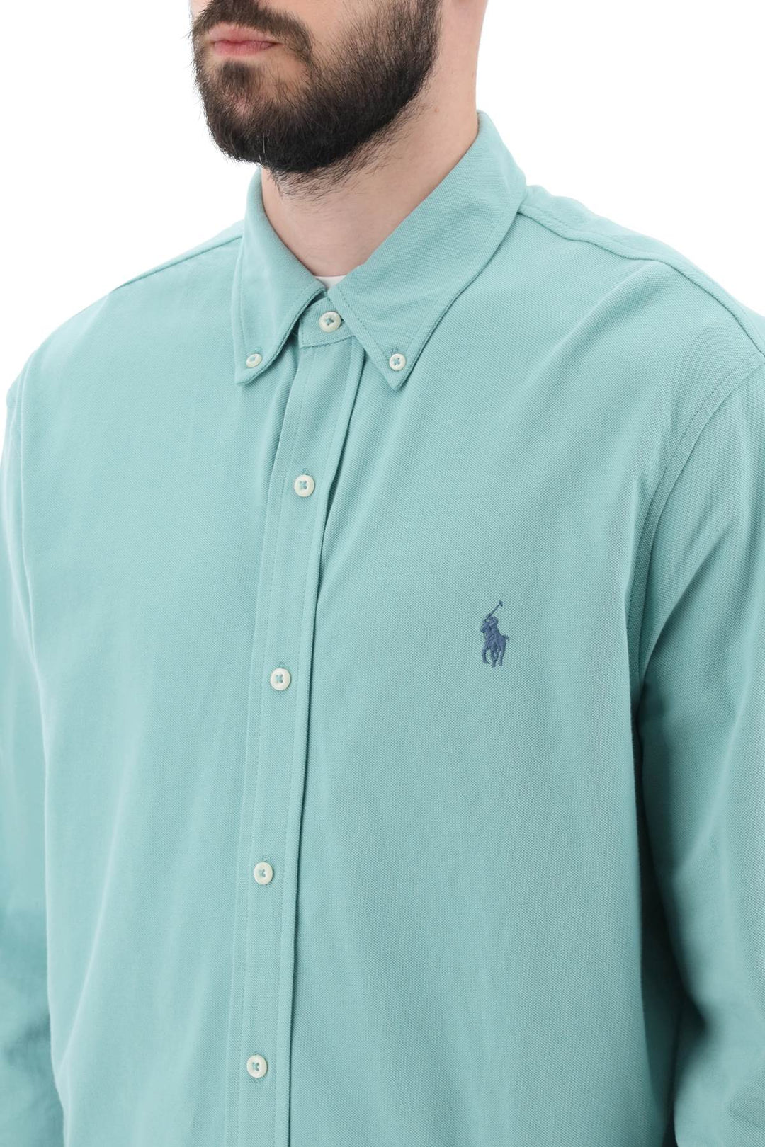 Long Sleeved Polo Shirt In Lightweight Cotton Mesh - Polo Ralph Lauren - Men