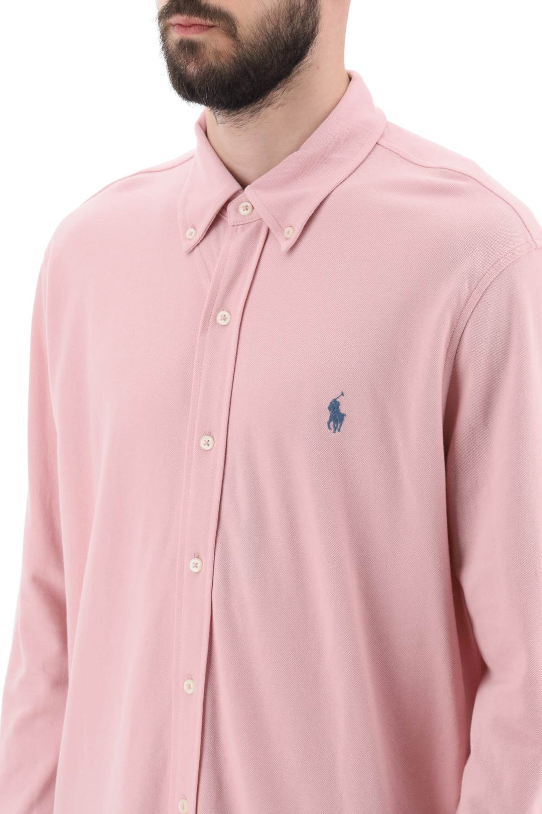 Long Sleeved Polo Shirt In Lightweight Cotton Mesh - Polo Ralph Lauren - Men