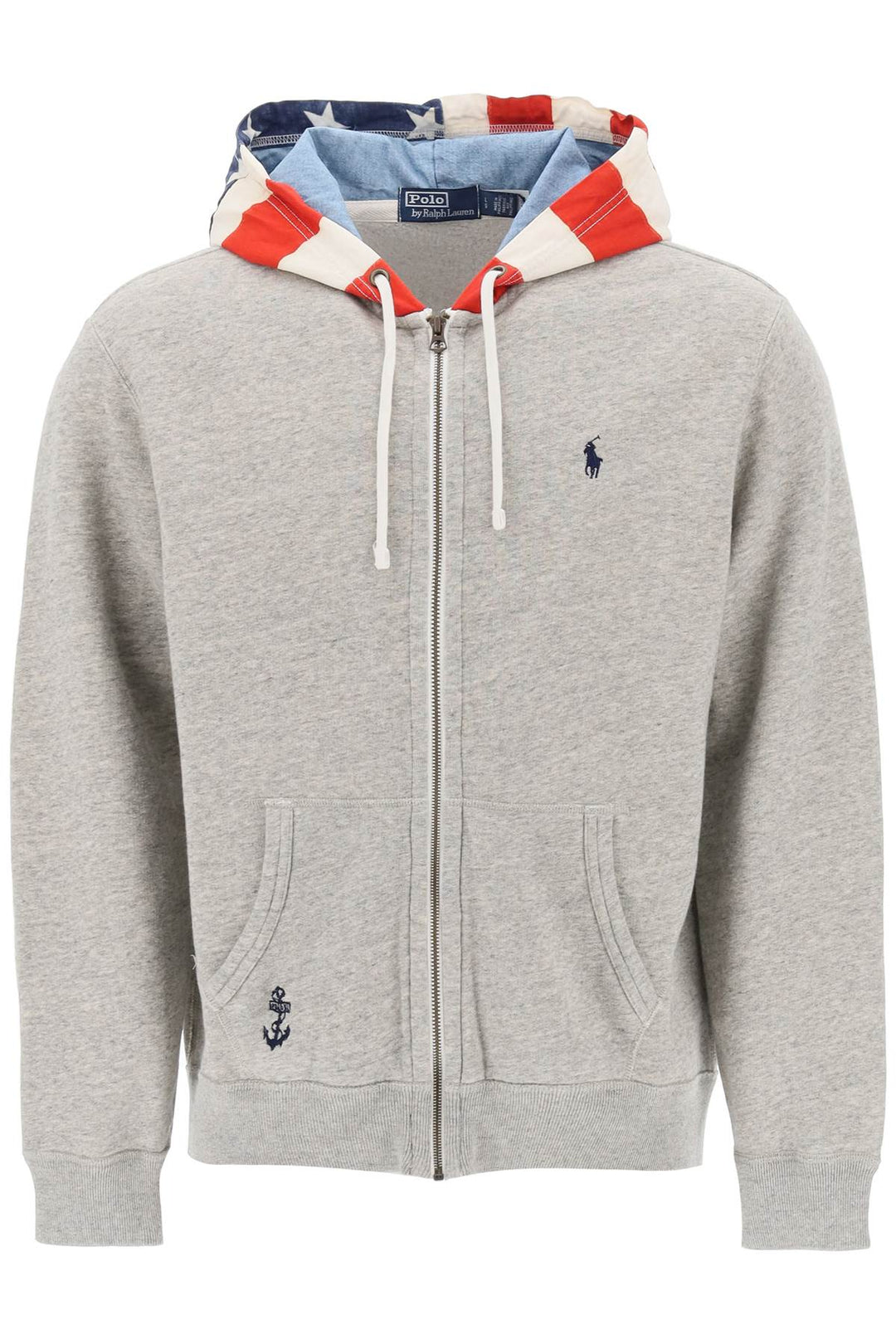 Sweatshirt With Zipper And Hood With Flag - Polo Ralph Lauren - Men