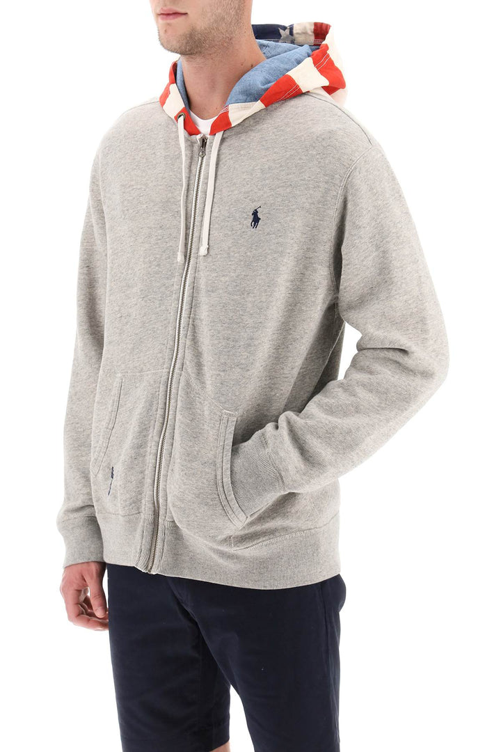 Sweatshirt With Zipper And Hood With Flag - Polo Ralph Lauren - Men