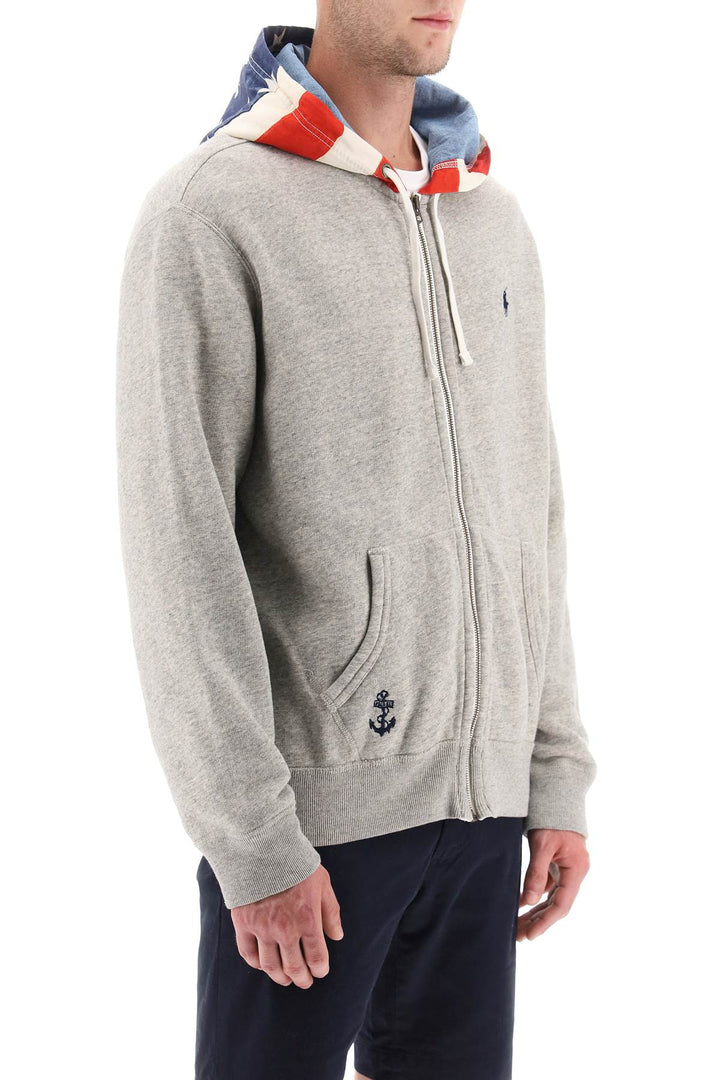 Sweatshirt With Zipper And Hood With Flag - Polo Ralph Lauren - Men